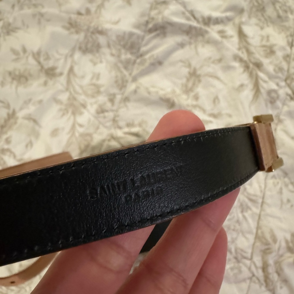 AUTHENTIC Saint Laurent Cassandre Thin Belt in Dark Beige - Size 65 - Picture 3 of 3